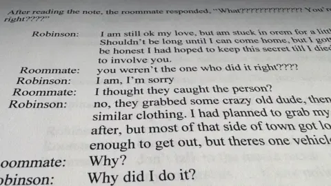 Exclusive Text Thread Between Charlie Kirk Suspect and Co-resident